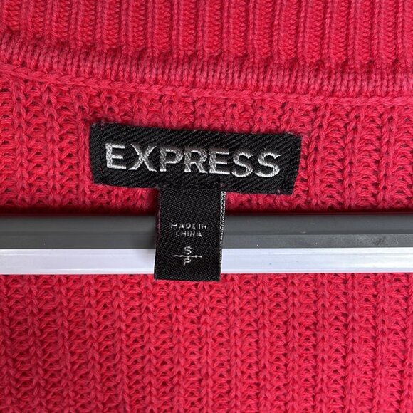 Y2K Express Size S Coral Dolman Sleeve Relaxed Fit VNeck 3/4 Sleeve Knit Sweater - Picture 4 of 7